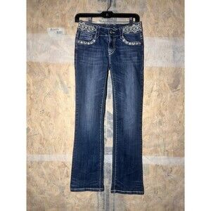 Keya USA Women's Jeans Bootcut Size 30 Embroidered Pockets Embellished Blue Pant